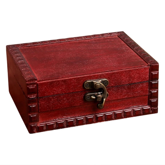 WINDLAND Vintage Wooden Storage Box with Buckle/Lock Antique Style Jewelry Organizer