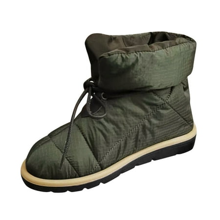 

Women S Snow Boots Fashion Solid Color Splash Proof Cotton Lace Up Comfortable Flat Short Boots