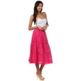 thumbnail image 4 of Sakkas Solid Embroidered Gypsy Bohemian Mid Length Cotton Skirt - Fuchsia - One Size, 4 of 4