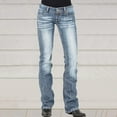 thumbnail image 4 of AWXNJUX Jeans for Women Trendy Women Mid Waisted Denim Jeans Embroidery Stretch Button Straight Pants Jeans Plus Size Jeans Jeans Womens (Light Blue,S), 4 of 4
