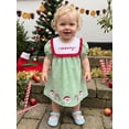 thumbnail image 3 of RUINIXCW Toddler Baby Girl Christmas Dress Little Girls Xmas Holiday Party Dress Cute Santa Candy Cane Embroidery Short Sleeve Gingham Plaid Dress, 3 of 10