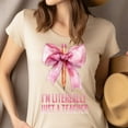 thumbnail image 4 of I’m Literally Just a Teacher Pink Ribbon Back to School Top, Forest Green, Size 5XL, 4 of 6