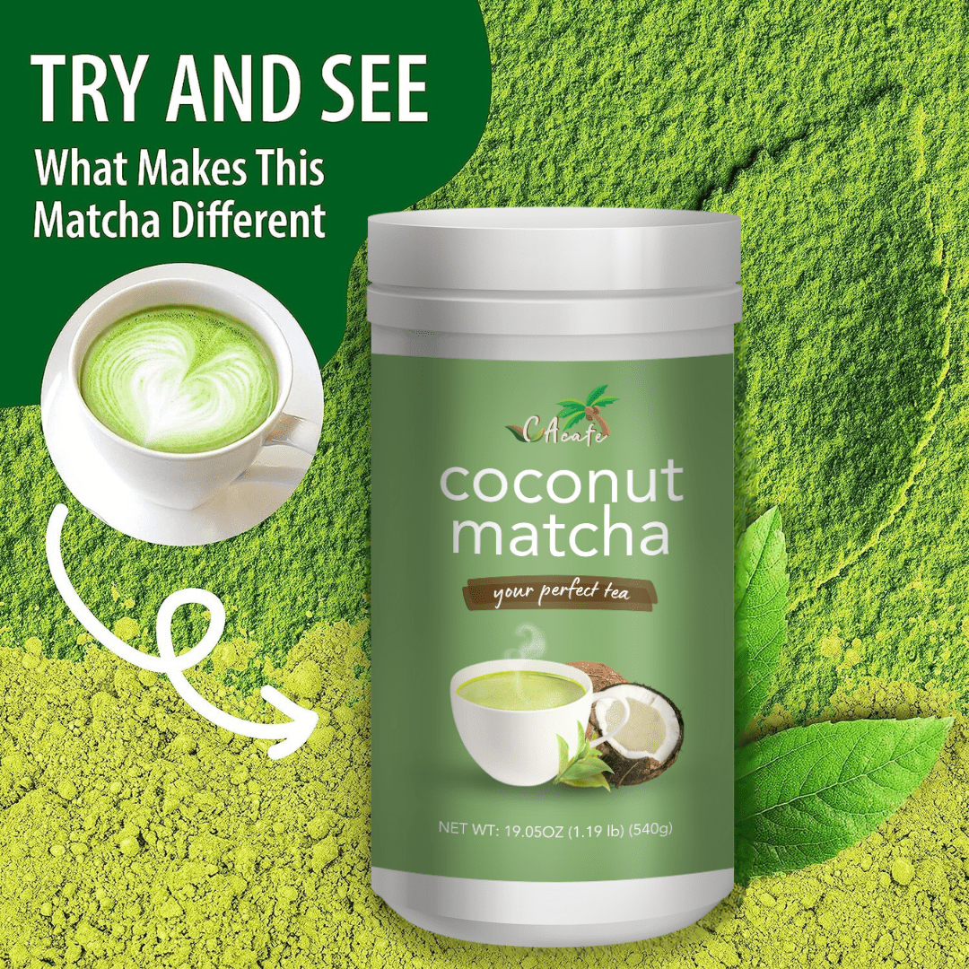 CAcafe Coconut Matcha, Japanese Matcha Powder Infused with Coconut 19.05oz (2-Pack)