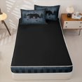 thumbnail image 4 of Homewish Buffalo Plaid Bear Art Zipper Twin Comforter Sets with Fitted Sheet and 2 Pillowcases,Pine Silhouette Zipper Bedding Set For Boys,Black Reversible,4pcs, 4 of 7