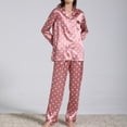 thumbnail image 5 of Defitshape Women's Long Sleeve Pajama Set Pant 2 Piece Pj Sleepwear Button Down Printed Notch Collar Loungewear V Neck Elastic Waist Floral/Polka Dot Heart Pockets Red2 Medium, 5 of 5
