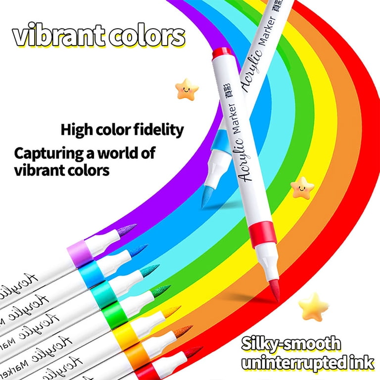 Truecolor Acrylic Markers, Soft Tip Paint Pens with Handled Bucket
