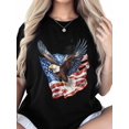 thumbnail image 2 of Women's T-Shirt Retro Bald Eagle US Flag Patriotic Short Sleeve Casual Tee Classic Crew Neck T Shirt for Women Black, 3XL, 2 of 7