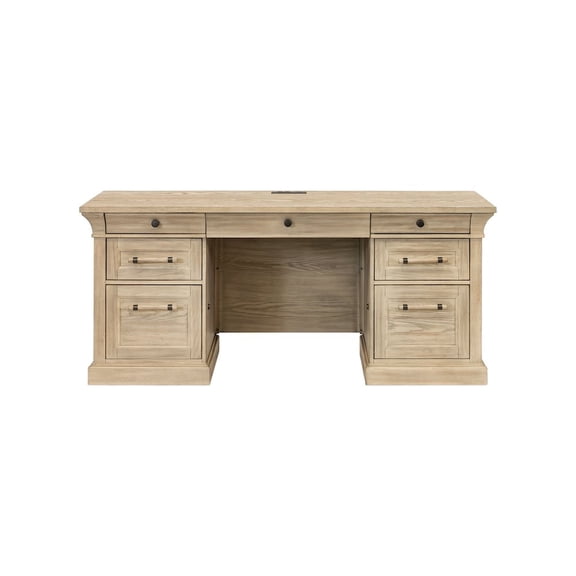 Traditional Wood Executive Desk Storage Office Credenza Fully Assembled Brown