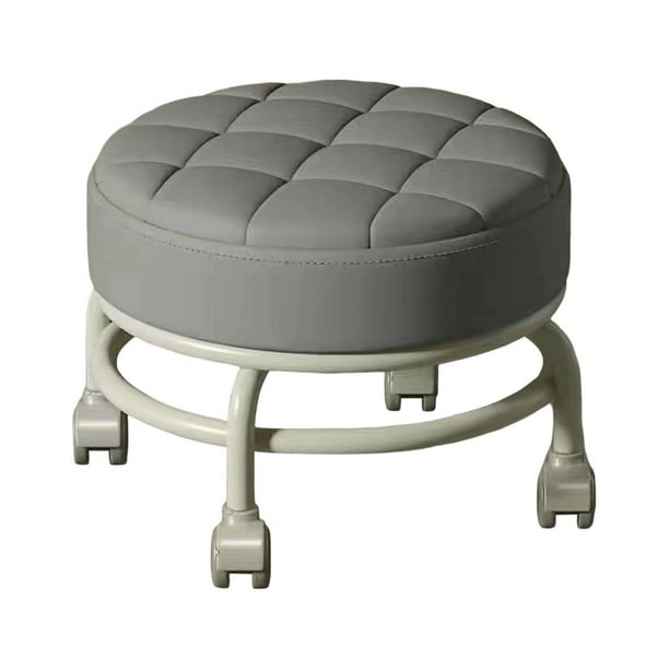 Taburete con ruedas giratorias de 360 degree, taburete con ruedas de polea, ruedas giratorias universales pequeñas y resistentes, mini taburete móvil para Gris SM SunniMix Asiento rodante bajo
