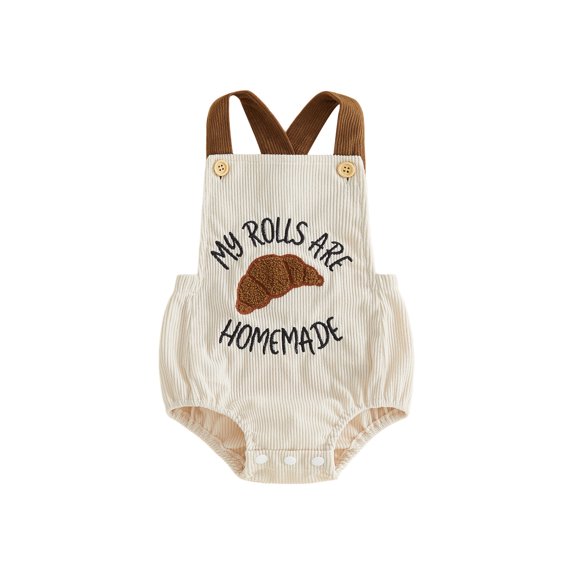 RUINIXCW Newborn Baby Girl Boy My First Thanksgiving Outfit Infant Baby Girl Boy Romper Overall Fall Clothes Sleeveless Turkey Croissant Embroidery Jumpsuit Overalls