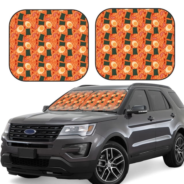 Balery Ramen Noodle Soup Parasol para parabrisas de coche de 2 piezas | Parasol plegable para parabrisas delantero de coche para la mayoría de sedanes-Medium