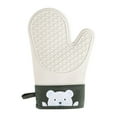 thumbnail image 2 of Thermal Protection Non-slip Oven Mitt Set, Soft Cotton Lining,, Extra Long Elasticated Thick Cooking Mitts, Kitchen Gloves Pot Liners, Green, 2 of 4