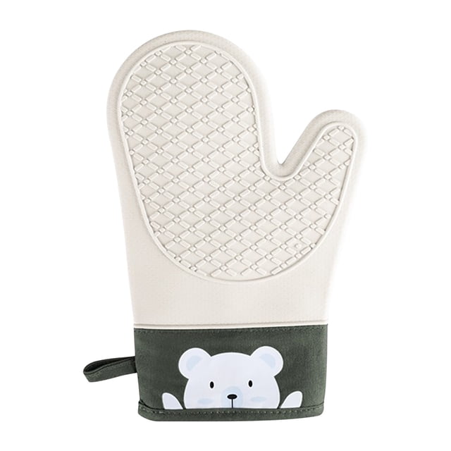 Cocina Ollas Y Sartenes,Protección Térmica Antideslizante Horno Mitt Set Extra Largo,Mitts de Cocina Grueso con Forro de Algodón Suave,Guantes Largos Verdes,,
