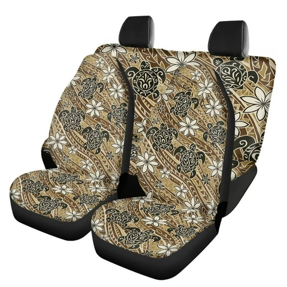 Binienty Polynesia Automotive Seat Covers for Cars SUV Truck Sea Turtle Car Seat Covers Front and Rear Split Bench Protectors 4 Pieces Vintage Auto Interior Accessories Decorative Carseat Cover