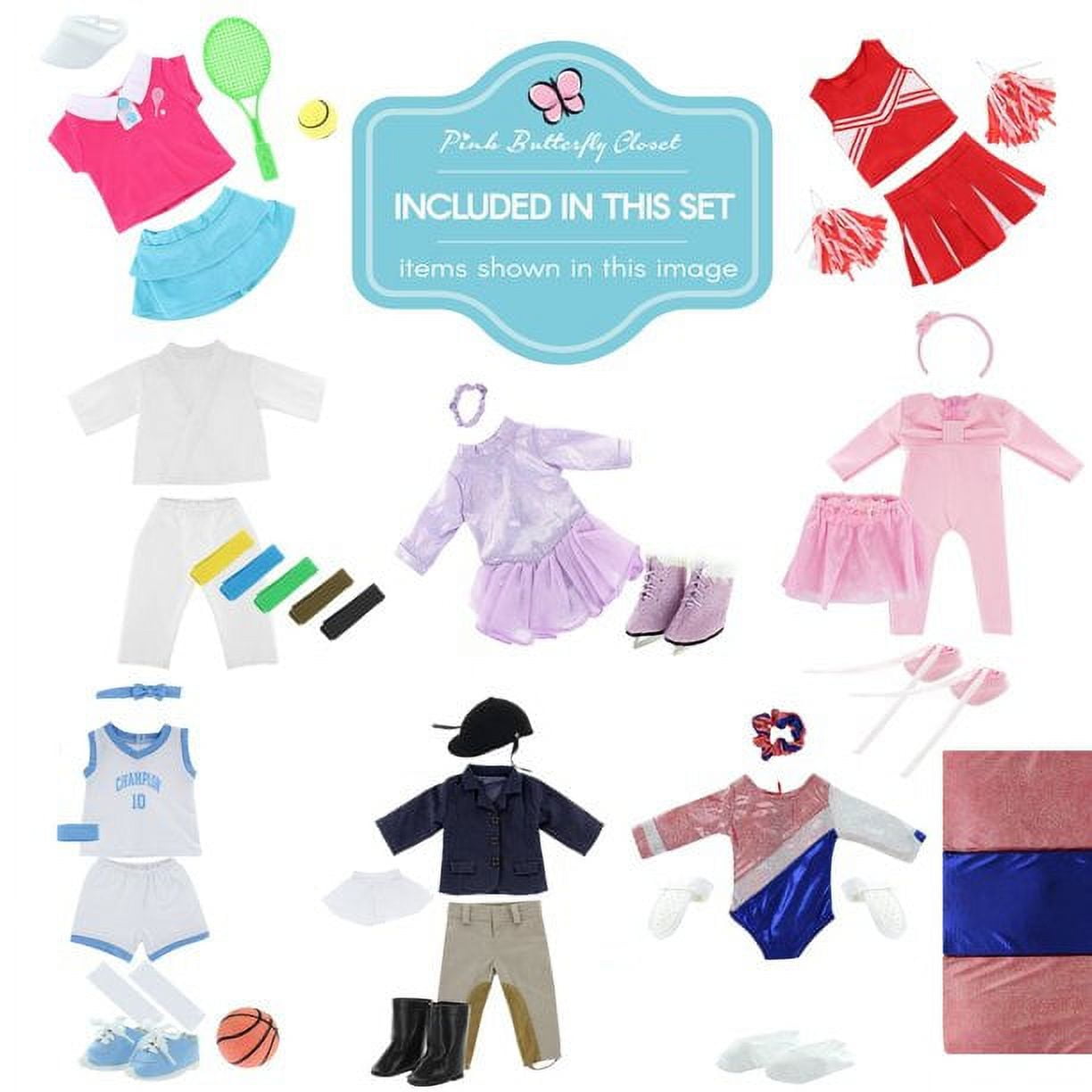 Doll Clothes - 8 Sports Outfit Mega Bundle Fits Clothing Sets Fits American Girl Doll Other 18 inch Dolls