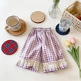 thumbnail image 2 of SHTXOZHI Toddler Girls Cute Pants Lace Ruffle Trim Elastic Waisted Pants Lightweight Breathable Print Loose Casual Bottoms, 2 of 6