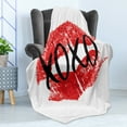 thumbnail image 4 of XOXO Soft Flannel Fleece Throw Blanket, Realistic Colored Lips Pattern with Modern Ink Calligraphy Image, Cozy Plush for Indoor and Outdoor Use, 60" x 80", Vermilion Charcoal Grey, by Ambesonne, 4 of 5