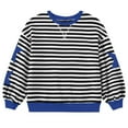thumbnail image 4 of Xyant Girls Striped Crewneck Sweatshirt Kids Long Sleeve Oversized Fashion Pullover Color Block Tops Fall Winter Clothes (Blue,6-7 Years), 4 of 4