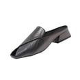 thumbnail image 2 of PiGOGI Women's Peep Toe Mules Cut Out Low Heel Non-Slip Comfortable Slide Sandals Summer Black 5.5, 2 of 6