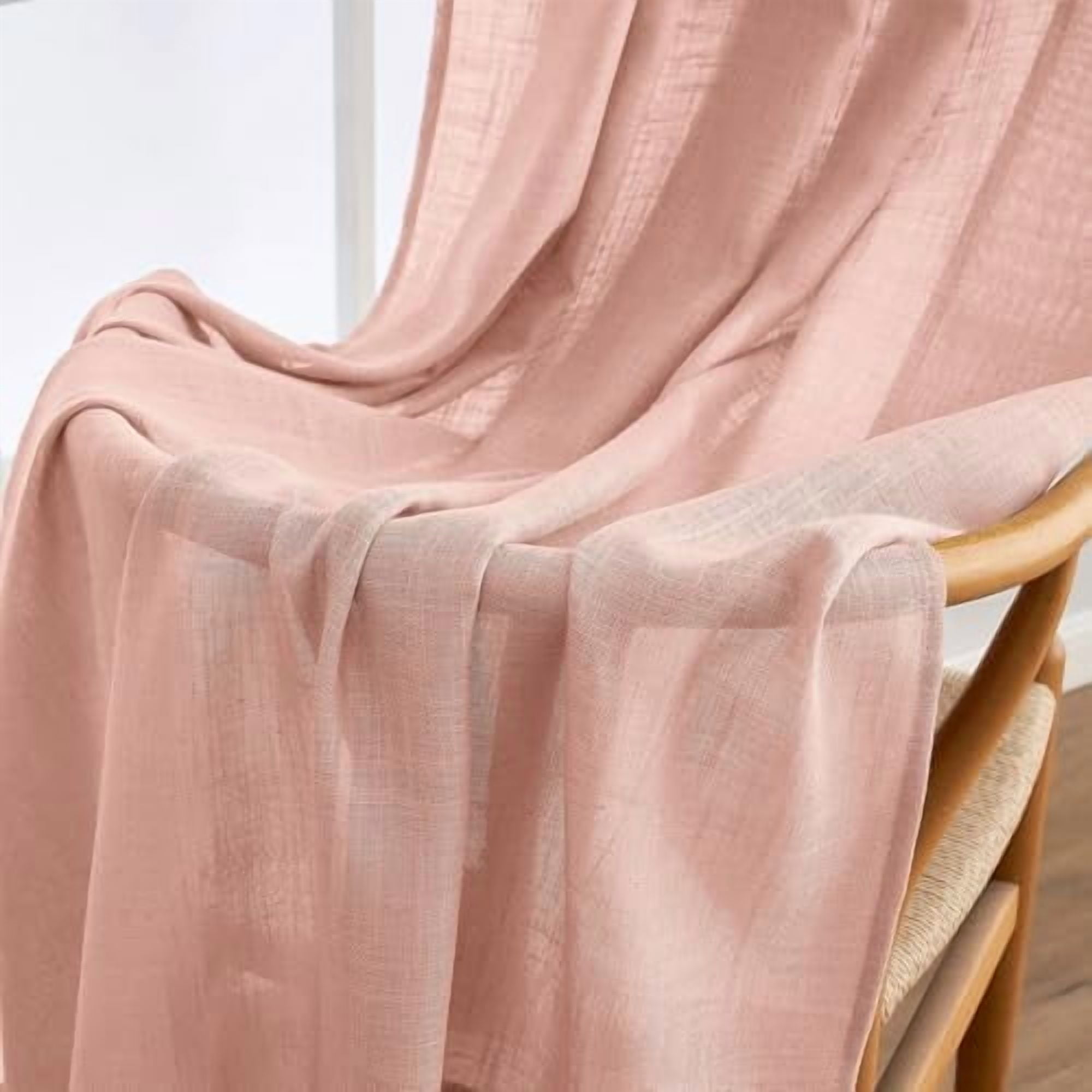 Blush Pink Linen Curtains 108 Inches Long 2 Panels for Girls Bedroom Nursery, Soft Thick Linen Textured Window Drapes Semi Sheer Light Filtering Back Tab for Kids Living Room Light Pink Decor