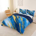 thumbnail image 2 of Homewish Blue Gold Marble Duvet Cover Queen,Modern Geometric Artwork Queen Bedding,Navy Blue Reversible,3-Piece,1 Duvet Cover and 2 Pillowcases, 2 of 6