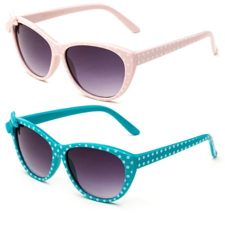 Newbee Fashion - Kids Girls Cute Bow Fashion Sunglasses One Piece Shield Lense (4-12 Years) UV (Best Sunglasses For Eye Protection)