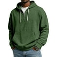 thumbnail image 3 of Men's 1/4 Zip Hooded Sweatshirt for Casual Wear, Winter Lounge, and Christmas Relaxation,Army Green,L, 3 of 6