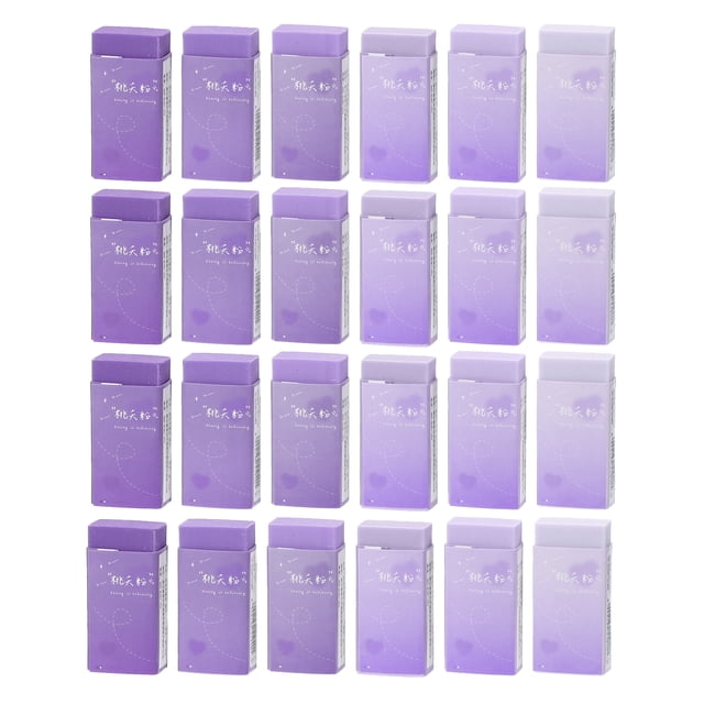 Borradores de Lápiz Uxcell 24 Pcs Borrador de Goma Colorido Degradado Borrador Rectangular Púrpura 1.73 x 0.79 x 0.39 pulgadas