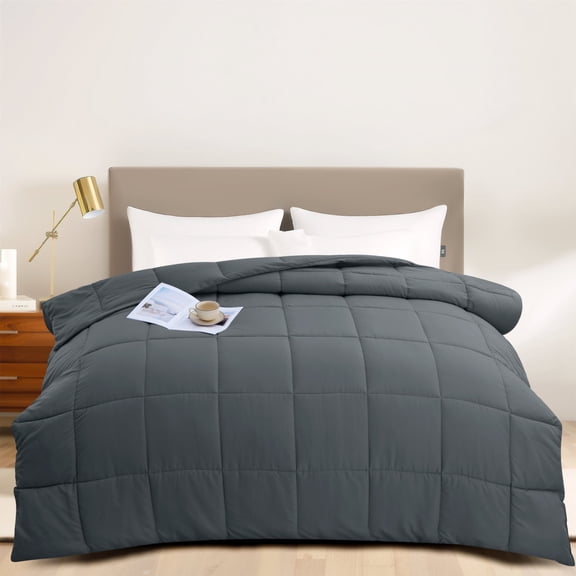 Bedding Comforter Down Alternative Queen Size, Cooling Duvet Insert with Corner Tabs and Box Stitched, Lightweight Bedding Quilted Comforter for All Season, Grey