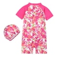 thumbnail image 3 of ATAIKU 12M-8Y Baby Girls One Piece Rash Guard Swimsuit with Hat Kids Flowers Short Swimsuit UPF 50+, 3 of 8