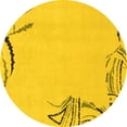 thumbnail image 1 of Ahgly Company Machine Washable Indoor Round Solid Yellow Modern Area Rugs, 8' Round, 1 of 4