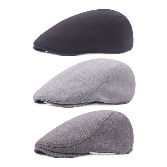 Beanie Hats for Unisex Gray 3 Pieces Newsboy Men's Hat Cotton Soft Stretch Fit Men Cap Cabbie Driving