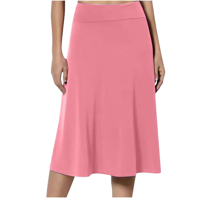 Bon Rapport Qualité-Prix, Robe Mi-Longue à Enfiler Taille Haute d'Été pour Femme, Pièce Décontractée Élégante et Confortable pour Temps Chaud, Parfaite pour le Quotidien Tissu Doux/95 % Polyester, 5 % Élasthanne, Rose