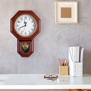Wall Clock, Imitation Wood Plastic Regulator Clock with Pendulum, Rufous