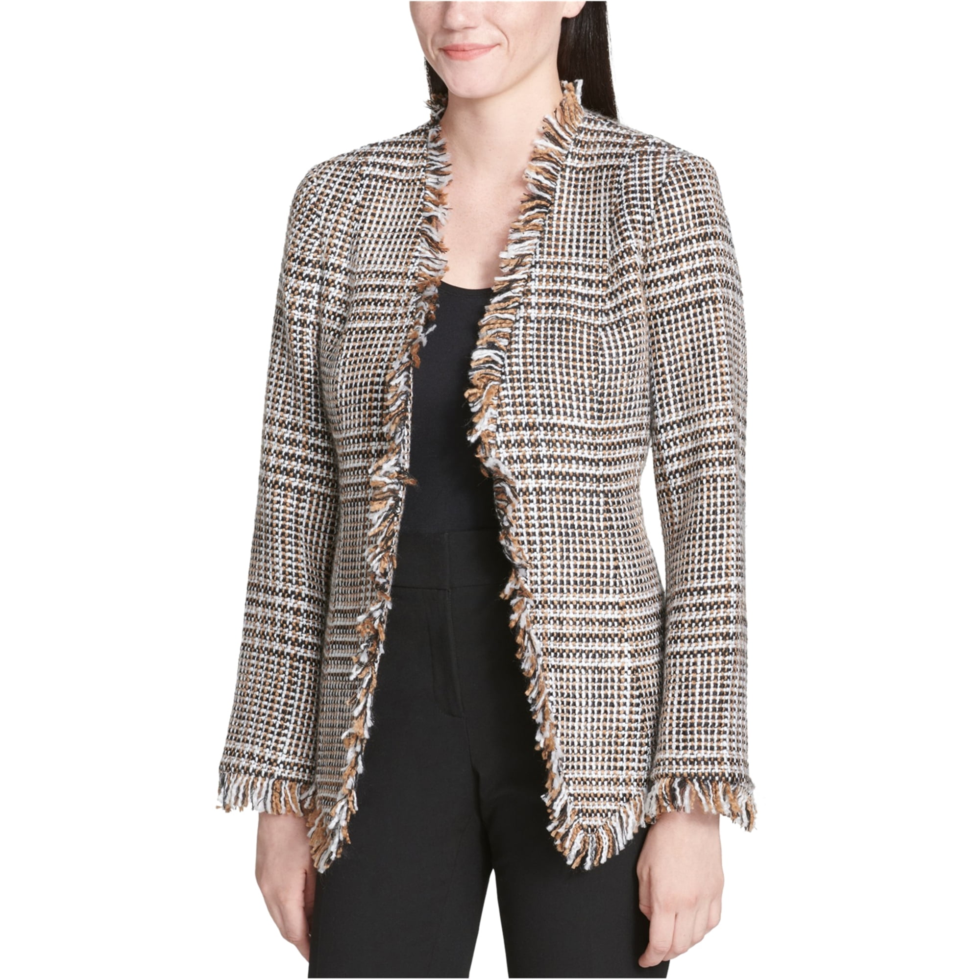 Calvin Klein - Tweed Frayed-Trim Blazer 