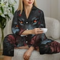 thumbnail image 6 of Balery Rose Full Moon Black Wolf Pattern Pajama Sets for Women Long Sleeve 2 Piece Sleepwear Loungewear Sets Soft PJ's with Pockets Long Sleeve Comfy Pj Sets-XX-Large, 6 of 7