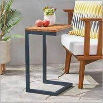 Outdoor Finish Firwood C Shaped Table, Antique