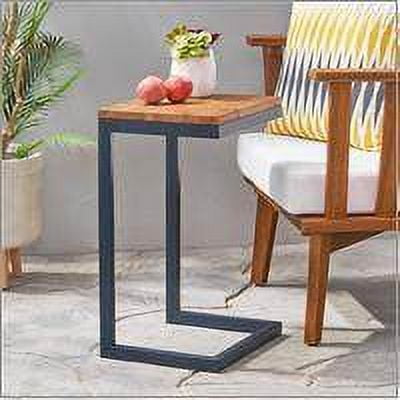 Outdoor Finish Firwood C Shaped Table, Antique