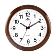 thumbnail image 1 of Reloj de pared elegante, reloj decorativo redondo de plástico para dormitorio, sala de estar, 14 pulgadas, grano de madera, 1 of 4