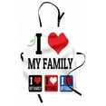 thumbnail image 1 of Family Apron Signs and Labels I Love My Family Emblems Stamp Colorful Retro Classic Composition, Unisex Kitchen Bib Apron with Adjustable Neck for Cooking Baking Gardening, Multicolor, by Ambesonne, 1 of 3