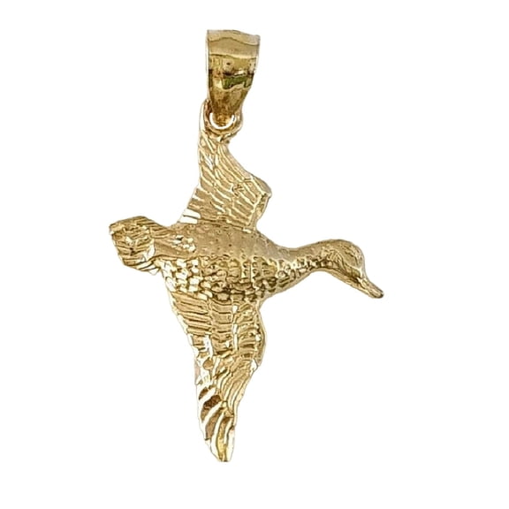 14K Yellow Gold Duck Mallard Waterfowl Bird Pendant