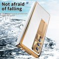 thumbnail image 5 of SaniMore Fit Samsung Galaxy Z Fold 4 Case Hinge Protection, Z Fold 4 Electroplate PC Hybrid Leather Case with S Pen Holder Magnetic Kickstand & Screen Protector All-Inclusive Case - Gold/Silver, 5 of 8