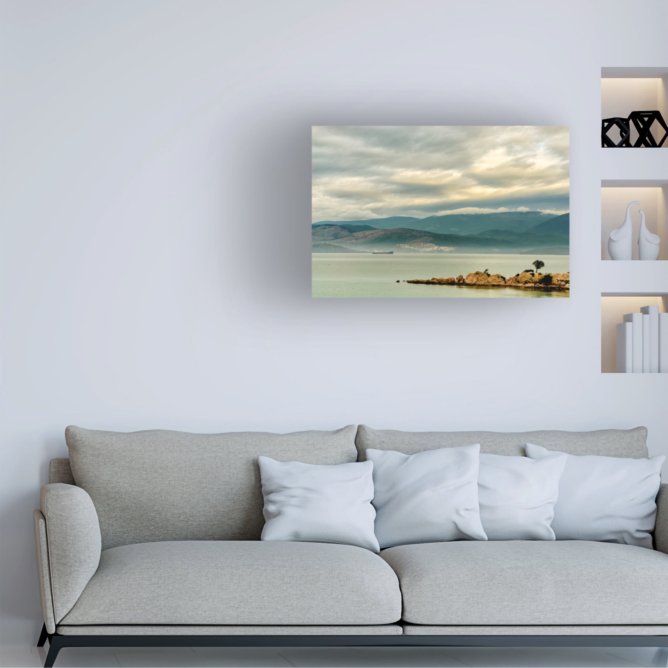 Canvas Wall Art - Yury A Melnikov 'A Winter Morning On The Aegean' Wall Art for Living Room, Bedroom, or Office Décor by Trademark Fine Art - 19 x 12 Inches