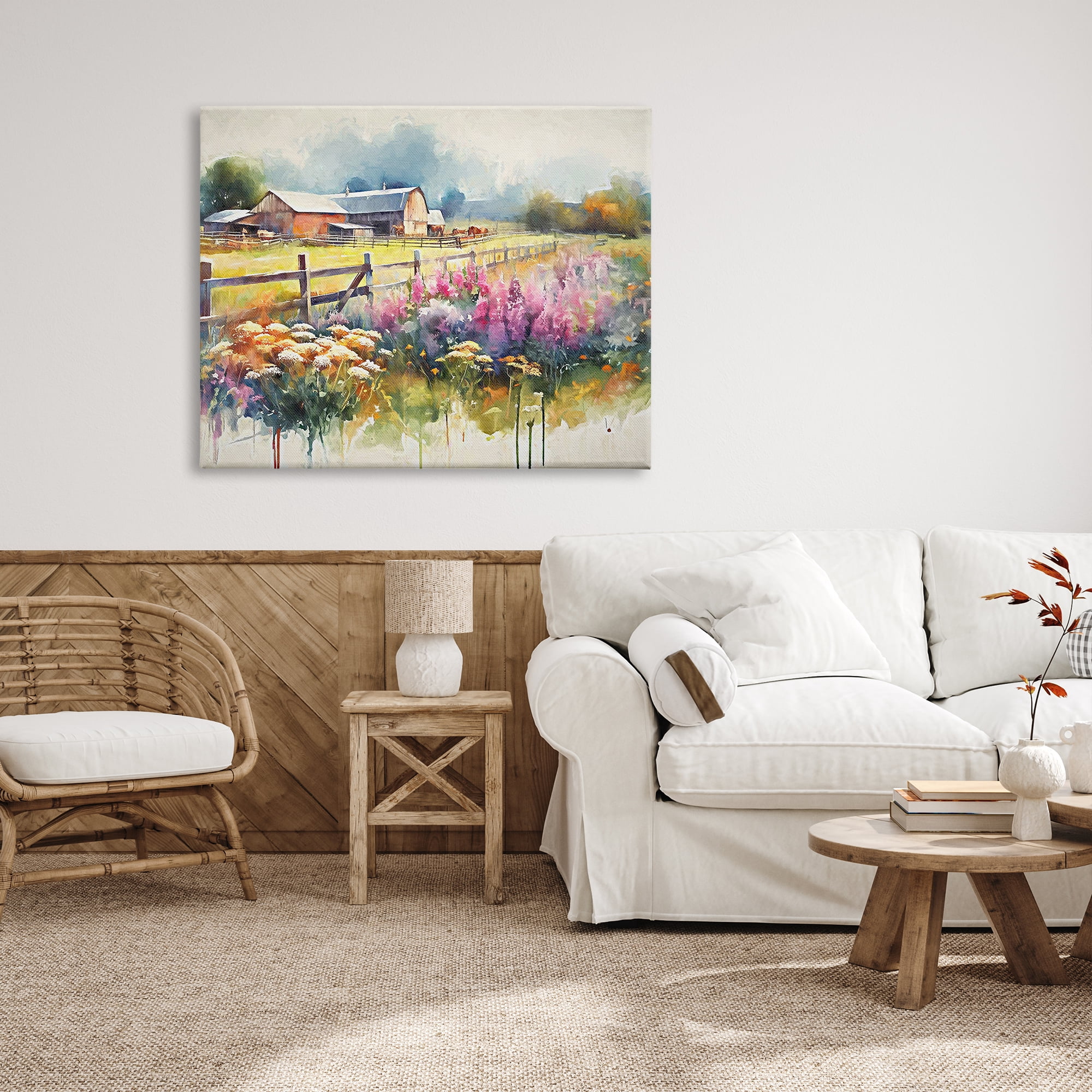 Stupell Industries Country Barn Modern Painting Landscape Painting Gallery Wrapped Canvas Art Print Wall Art, 48 x 36