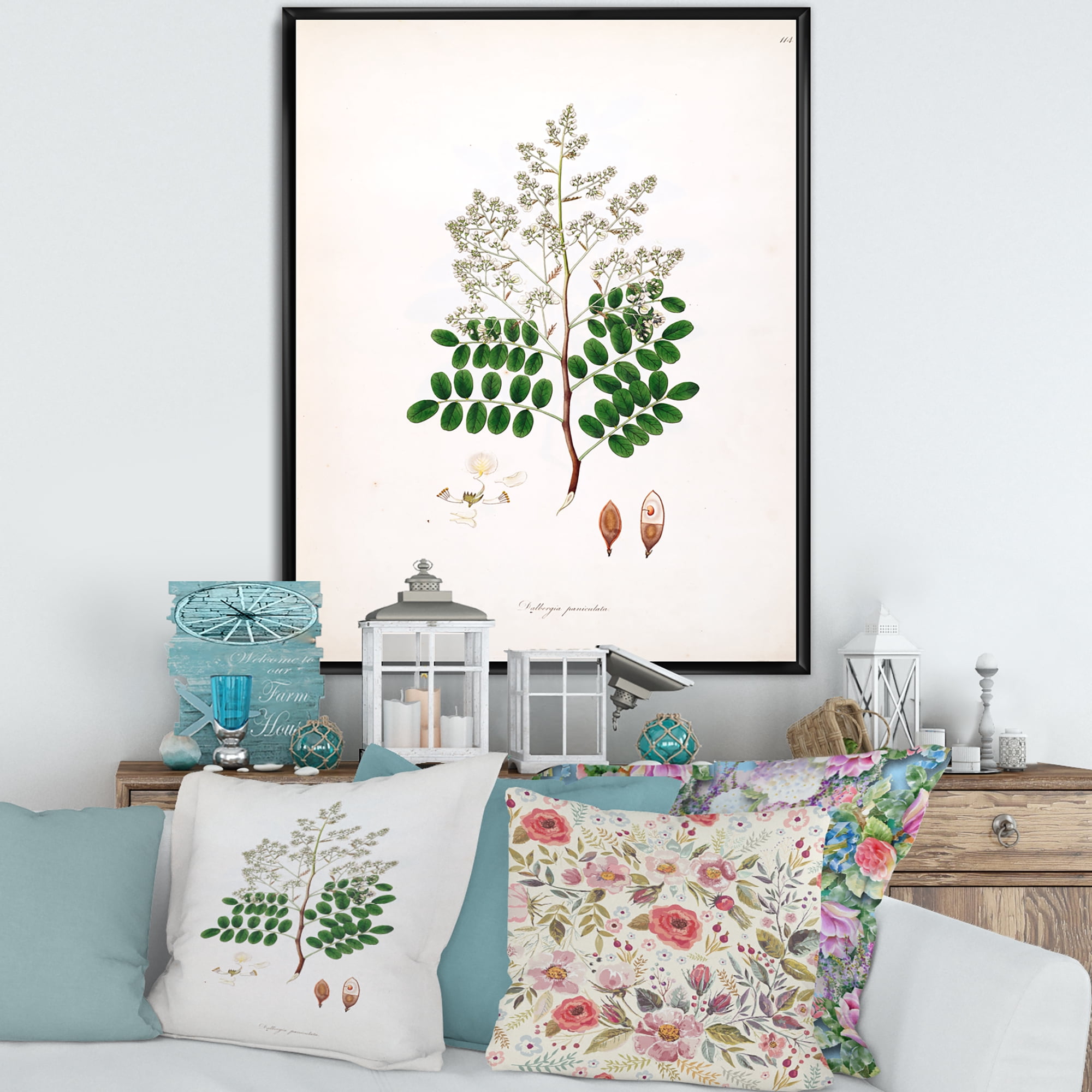 Designart 'Ancient Botanicals XII' Farmhouse Framed Canvas Wall Art Print