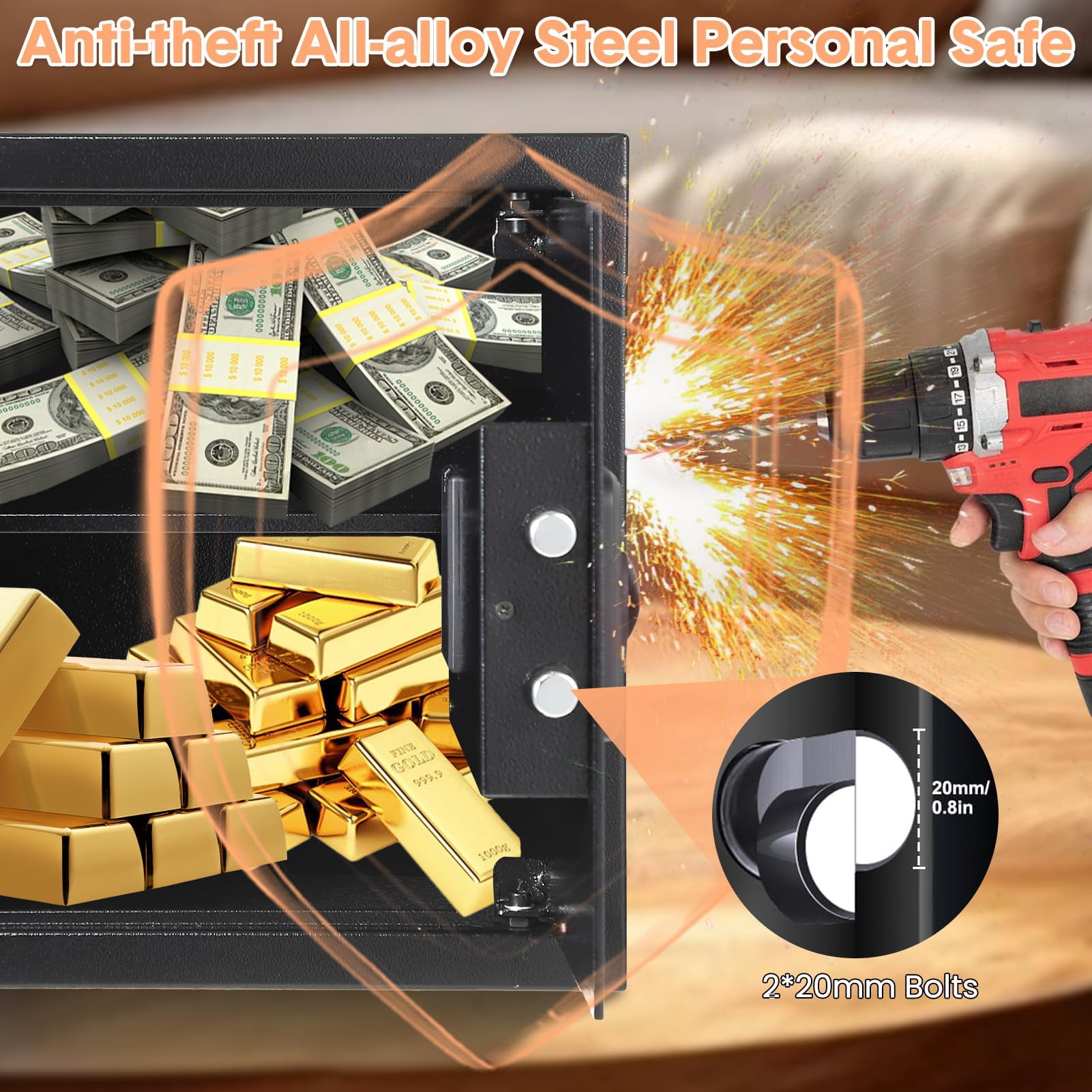 Digital Keypad Safe Box for Home with Fireproof Bag, Heavy Duty Steel Security Safe with Spare Keys & Multiple Size Options (9.8" to 31.5"), Money Safe for Cash Jewelry Documents - Wall Mountable