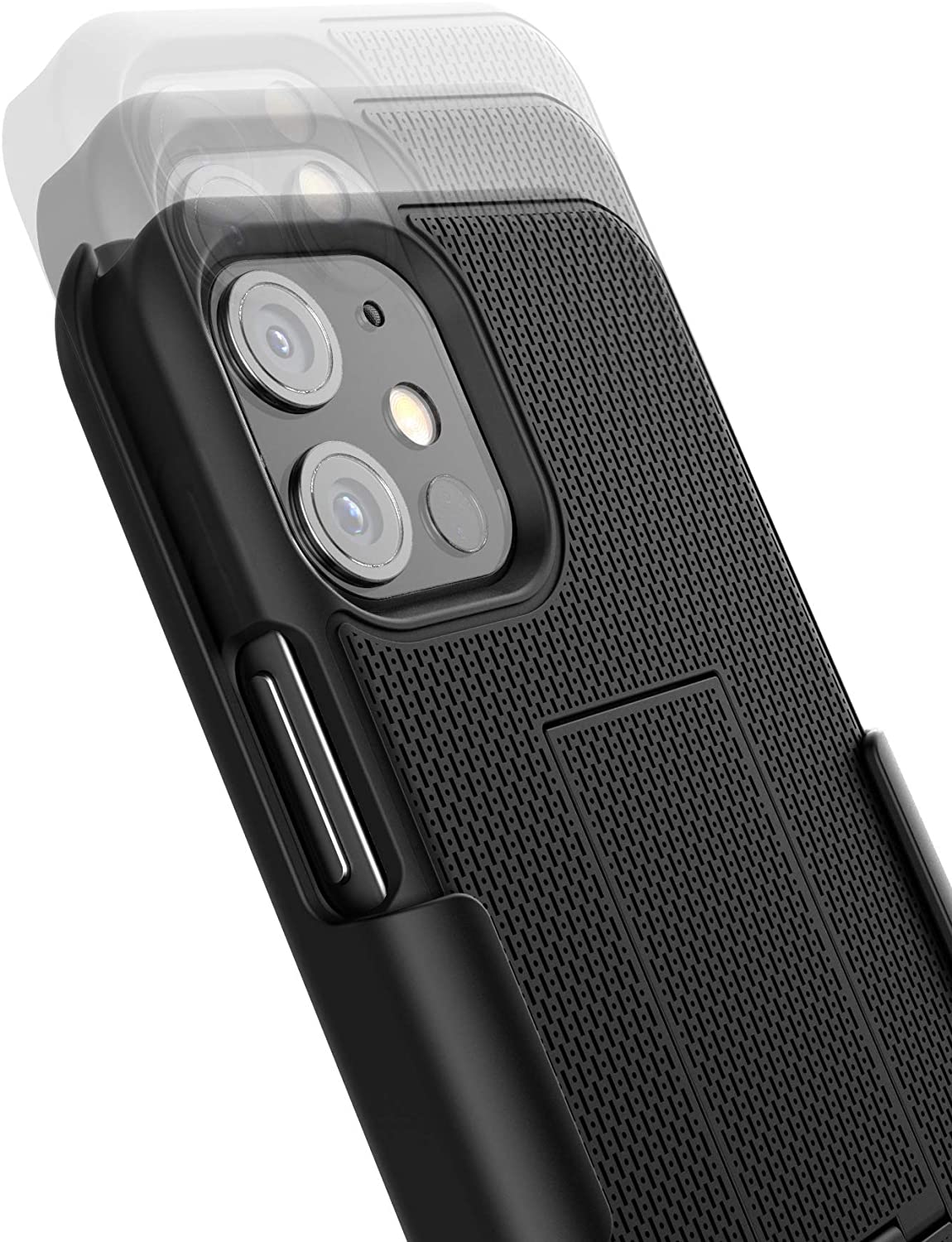 Toughcase IPhone 12 Belt Clip Case With Holster – Matte Black, Shockproof & Kickstand