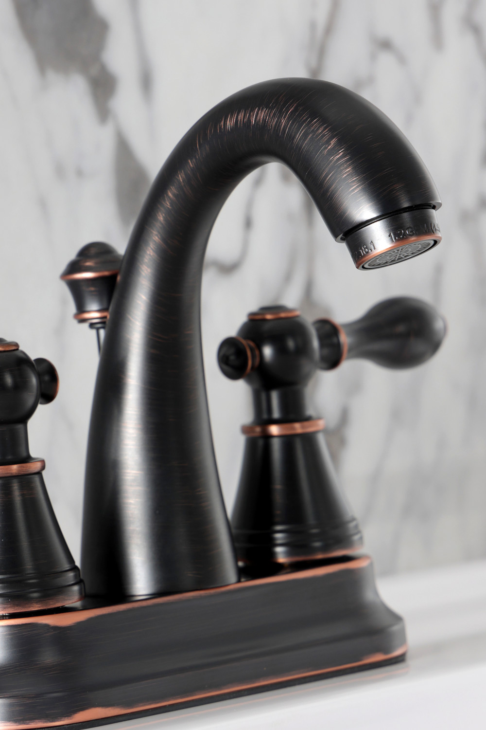 Fauceture 4-Inch Centerset Bathroom Faucet in Naples Bronze with Ceramic Disc by Kingston Brass