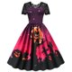 thumbnail image 1 of Vestido de Halloween retro de encaje, disfraces de mujer, manga corta, años 50 y 60, vestidos de fiesta vintage, ropa de Halloween aterradora con calavera y bruja para Cosplay, 1 of 5