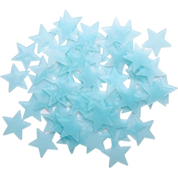 100 pegatinas de estrellas luminosas que crean un cielo estrellado realista, pegatinas de estrellas oscuras para techo, decoración de habitaciones (azul)